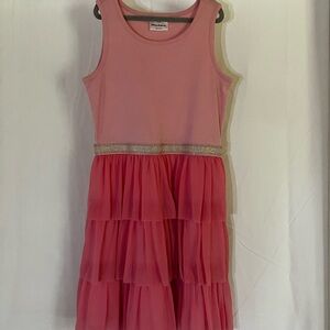 Hanna Andersson Two-Tone Pink Layered Tulle Dress with Sparkle Waist